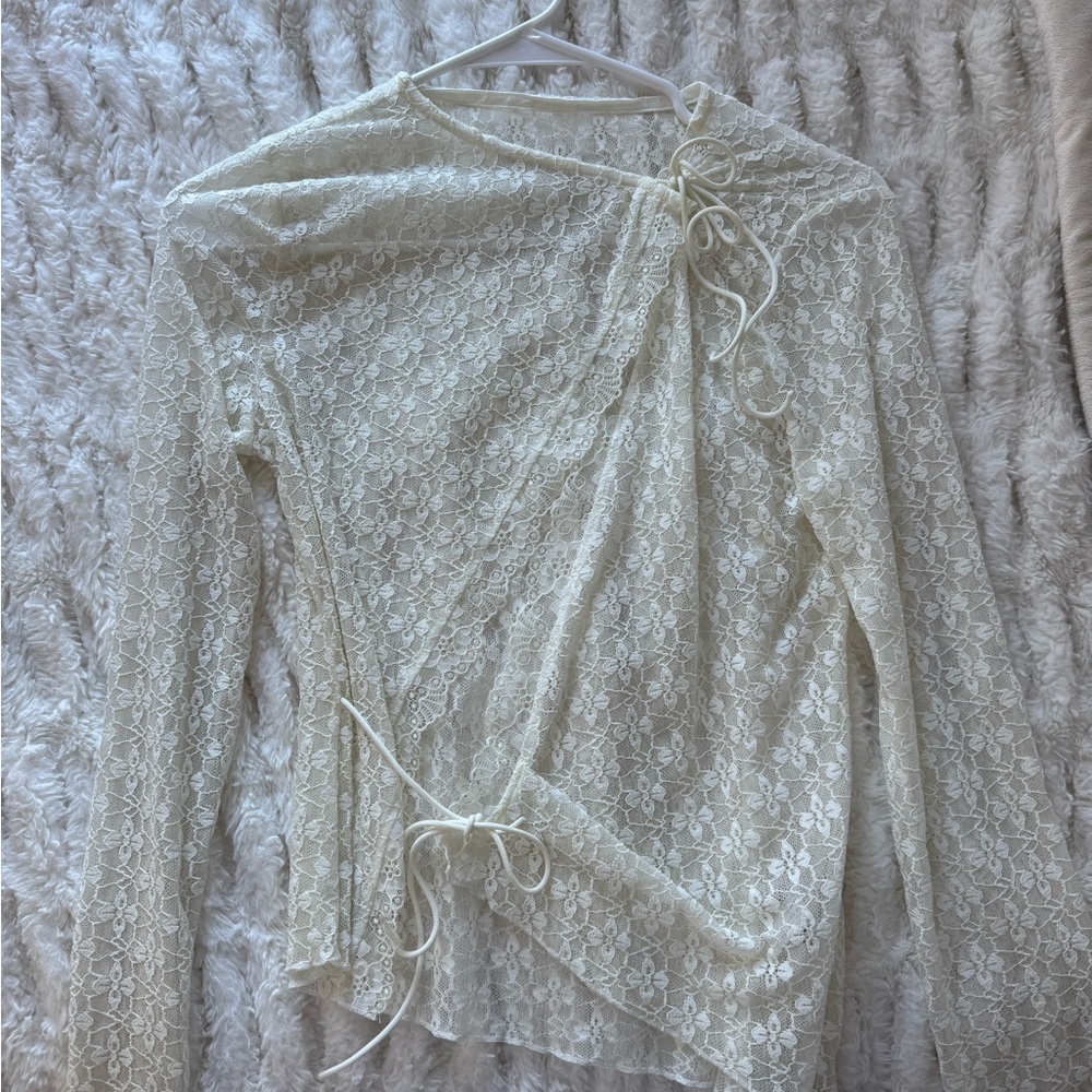 C/MEO Collective Lace Wrap Blouse - Cream